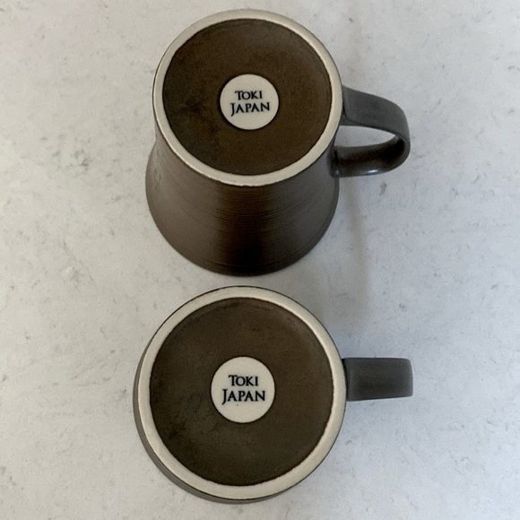 Toki Japan Hand Made Mug Ceramic Glazed Brown Black Set of 2 - Picture 5 of 10